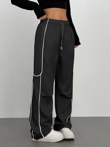 ZAFUL Womens Parachute Sweatpants Y2K Design with Pockets Unique Streetwear for Women