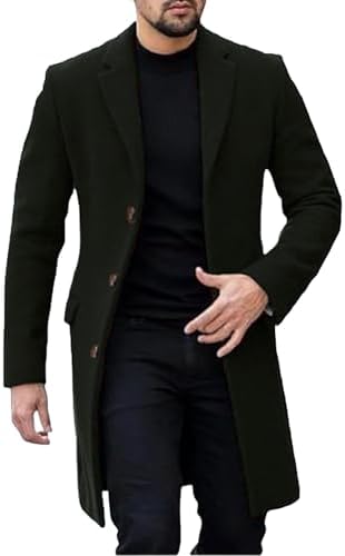 Double Breasted Winter Coat Notch Lapel Woolen Blend