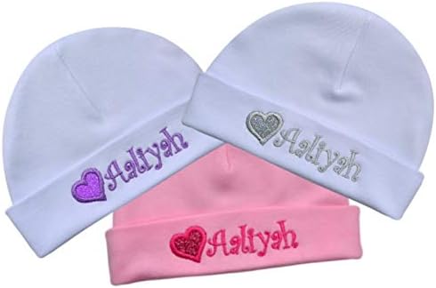 Personalized Glitter Heart Baby Girl Hat