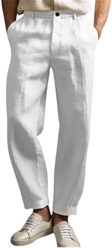 Premium Business Pants Cotton Linenstraight leg lightweight breathable summer formal wear