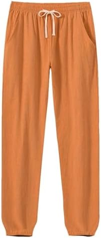 WENKOMG1 Ankle-Length Cotton Linen Pants