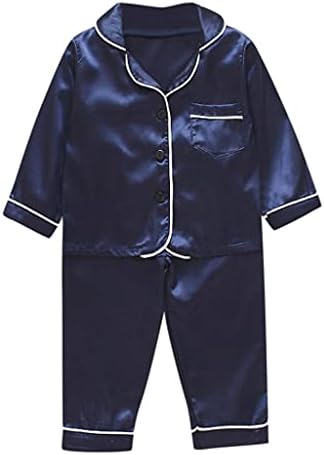 Pajama Set for Baby Boy Girl Button-Up Silk Nightwear
