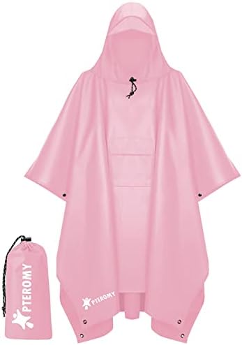 PTEROMY - Waterproof Lightweight Lofted Unisex Rain Poncho for Hiking