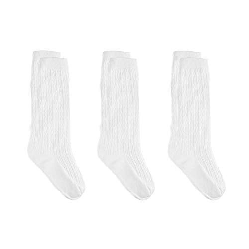 Yenzat Toddler Knee High Socks 3 Pairs 4T-5T White