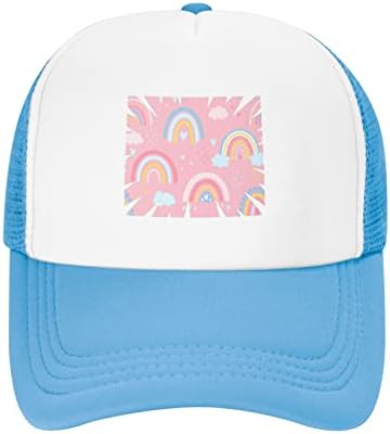 Adjustable Rainbow Pink Baseball Hat for Kids Ages 4-10