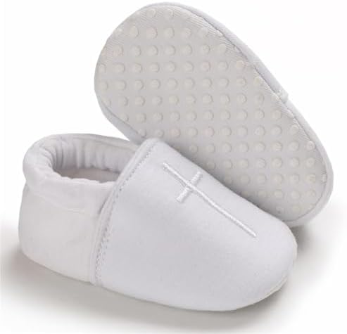 White Crossed Baptism Shoes for Babies