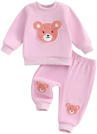 Cute Bear Sweater Pants Set for Toddler Girls
