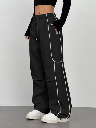 ZAFUL Womens Parachute Sweatpants Y2K Design with Pockets Unique Streetwear for Women