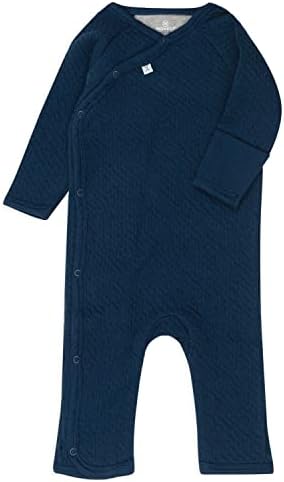HonestBaby Organic Cotton Matelasse Kimono Coverall Dark Navy 0-3_months