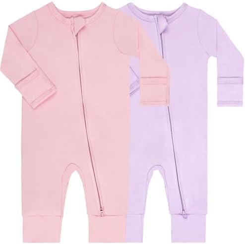 GUISBYFootless Pajamas for Babies with Soft Cotton and Zippers