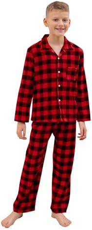 Umeyda Christmas Pajama Matching Set Plaid Sleepwear for Adults Kids