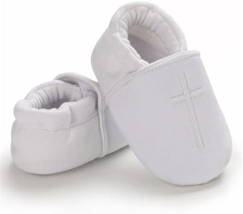 White Crossed Baptism Shoes for Babies