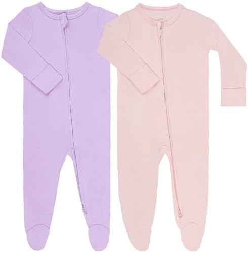 GUISBY Soft Cotton Footed Pajamas for Baby
