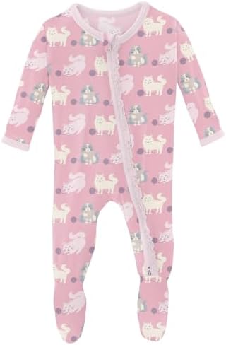 KicKee Print Muffin Ruffle Footie - Soft Cozy Sleepwear for Baby Girls