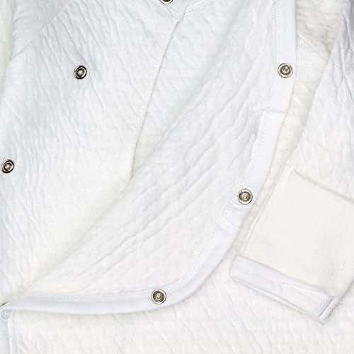 HonestBaby Organic Cotton Matelasse Kimono Coverall Bright White 0-3 Months
