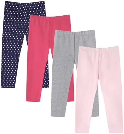 GLASH Kids Baby and Toddler Girls 4-Pack Cotton Leggings