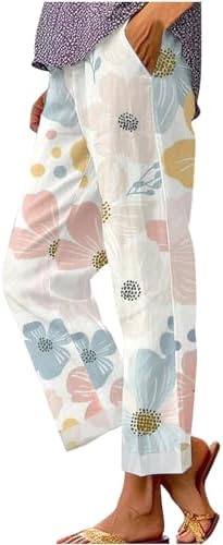 Womens Lightweight Linen Drawstring Lounge Pants