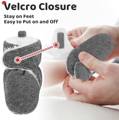 Pro Goleem Cozy Plush Fleece Denim Baby Booties 0-3 Months