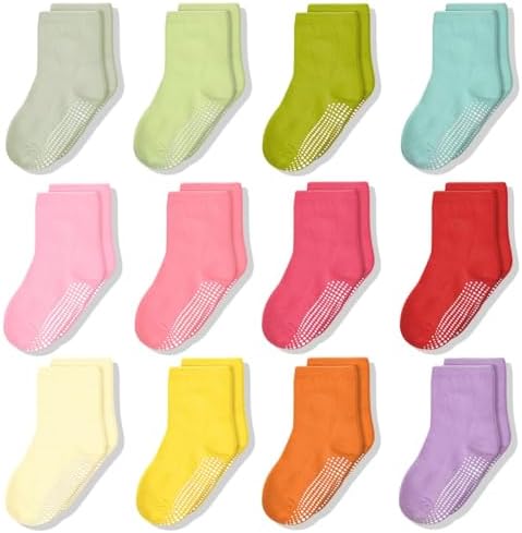 SkiBeaut Anti-Slip Crew Socks for Toddlers Girls