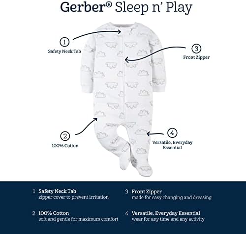 Gerber Baby Boys 4-Pack Sleep N Play Footies with Machine Wash Softness