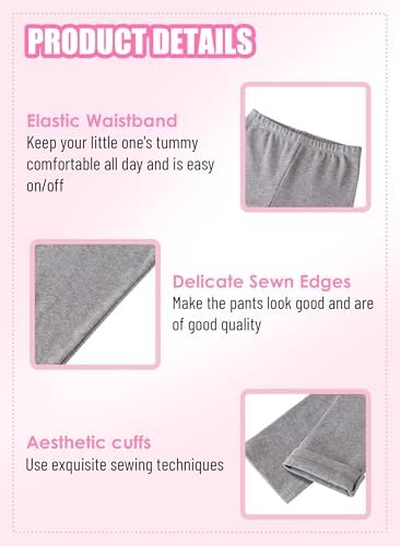 GLASH Kids Baby and Toddler Girls 4-Pack Cotton Leggings