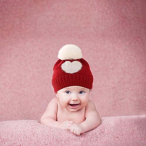 Surakey Baby Knitted Hat with Pompom Winter Beanie
