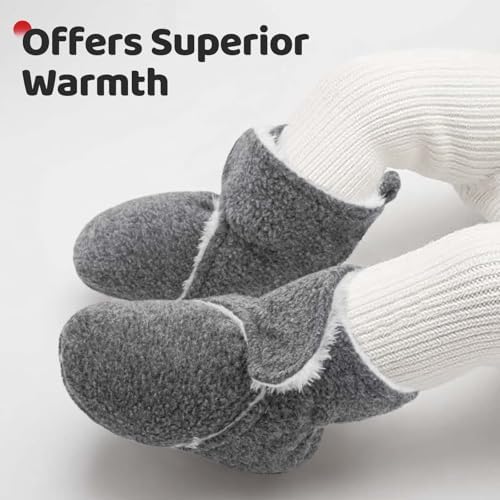 Pro Goleem Cozy Plush Fleece Denim Baby Booties 0-3 Months