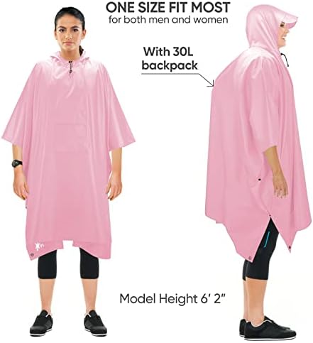 PTEROMY - Waterproof Lightweight Lofted Unisex Rain Poncho for Hiking