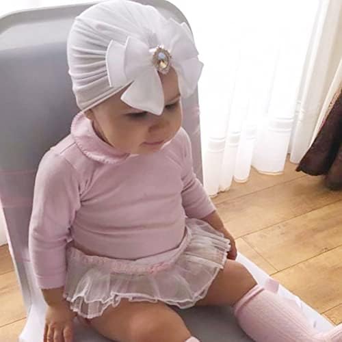 EUBUY Baby Turban Hat Rhinestone Bow Red