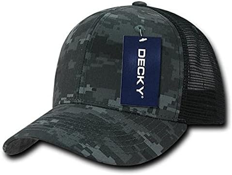 DECKY NightBlack Flat Bill Trucker Cap Camouflage Print
