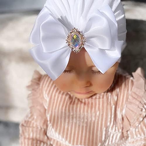 EUBUY Baby Turban Hat Rhinestone Bow Red