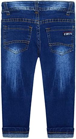 KIDSCOOL SPACE Baby Jeans Ripped Stretch Denim with Embroidered Letters