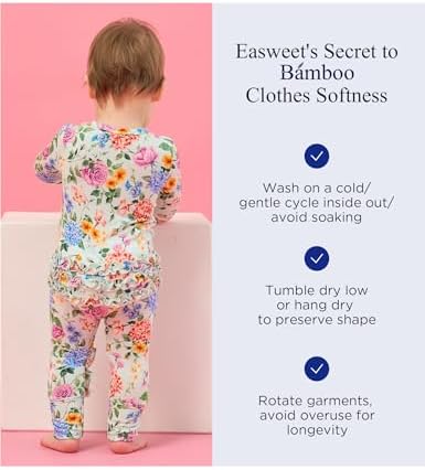EASWEET Bamboo Viscose Baby Girl Pajamas Ruffled Sleepers