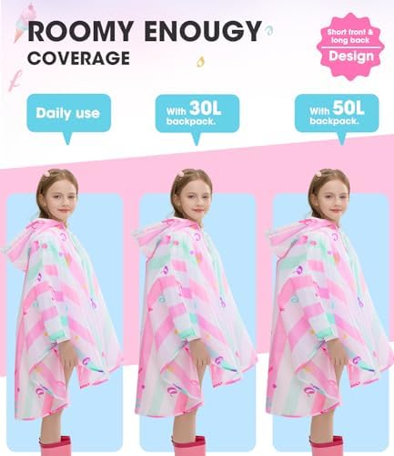 WAWSAM Lightweight Toddler Raincloth Waterproof Windproof with Ice Cream Design