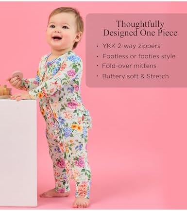 EASWEET Bamboo Viscose Baby Girl Pajamas Ruffled Sleepers