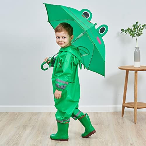 HovkibPerfect Toddler Raincoat Wet Weather Coverall for Kids Waterproof Hooded Rainsuit
