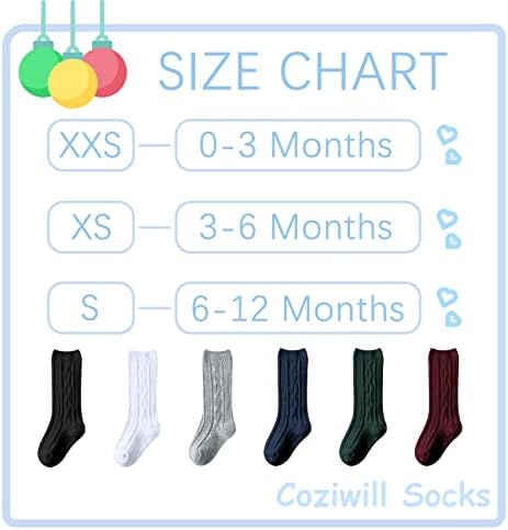 Coziwill Baby Knee High Socks 0-12 Months 3 Pairs