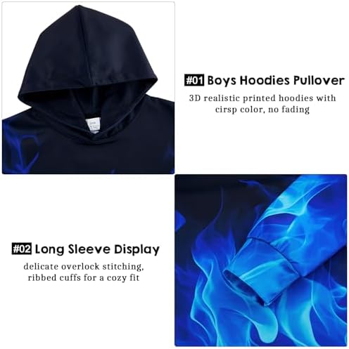 TUONROAD Boys Girls 3D Printed Lightweight Pullover Hoodie