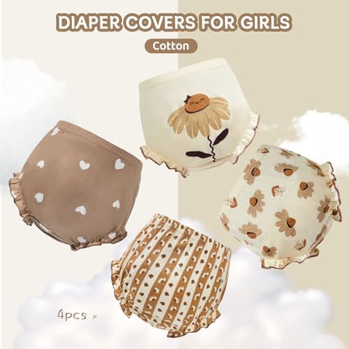 Durio 4Pcs Cotton Diaper Covers for Toddler Girls