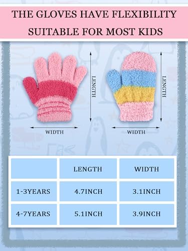 SATINIOR Toddler Winter Gloves 6 Pairs Soft and Warm