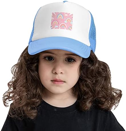 Adjustable Rainbow Pink Baseball Hat for Kids Ages 4-10