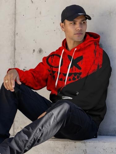 Aueoero 3D Print Mens Pullover Hoodie