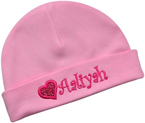 Personalized Glitter Heart Baby Girl Hat