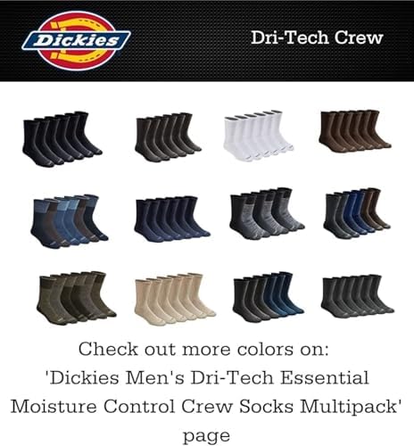 Dickies Mens Dri-Tech Crew Socks 6-12-18 Pairs 1