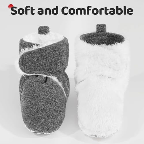 Pro Goleem Cozy Plush Fleece Denim Baby Booties 0-3 Months