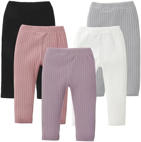 DREAM BUS 5 Pack Toddler Girl Solid Cotton Pants