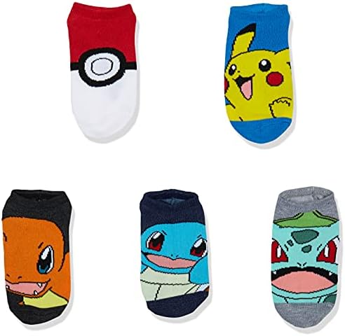 Pokemon Boys 5 Pack No Show Socks
