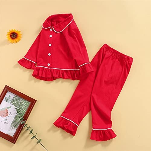 Pj Set for Toddler Girls Soft Ruffle Sleeve Pajamas