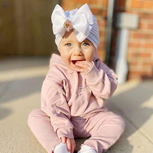 EUBUY Baby Turban Hat Rhinestone Bow Red