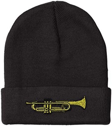 Enduring Winter Warmth - Mens Trumpet Skull Cap with Music Embroidery